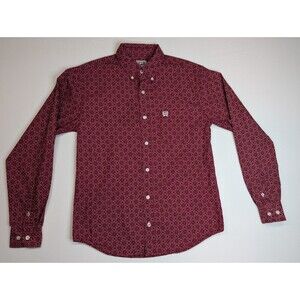Boys Ariat Classic Long Sleeve Shirt Red Sz L/12 Geometric